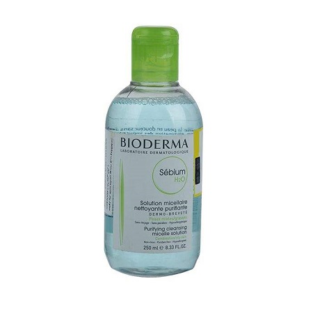 محلول پاک کننده آرایش بایودرما مناسب پوست چرب مدل Sebium H2O حجم 250 میلی لیتر